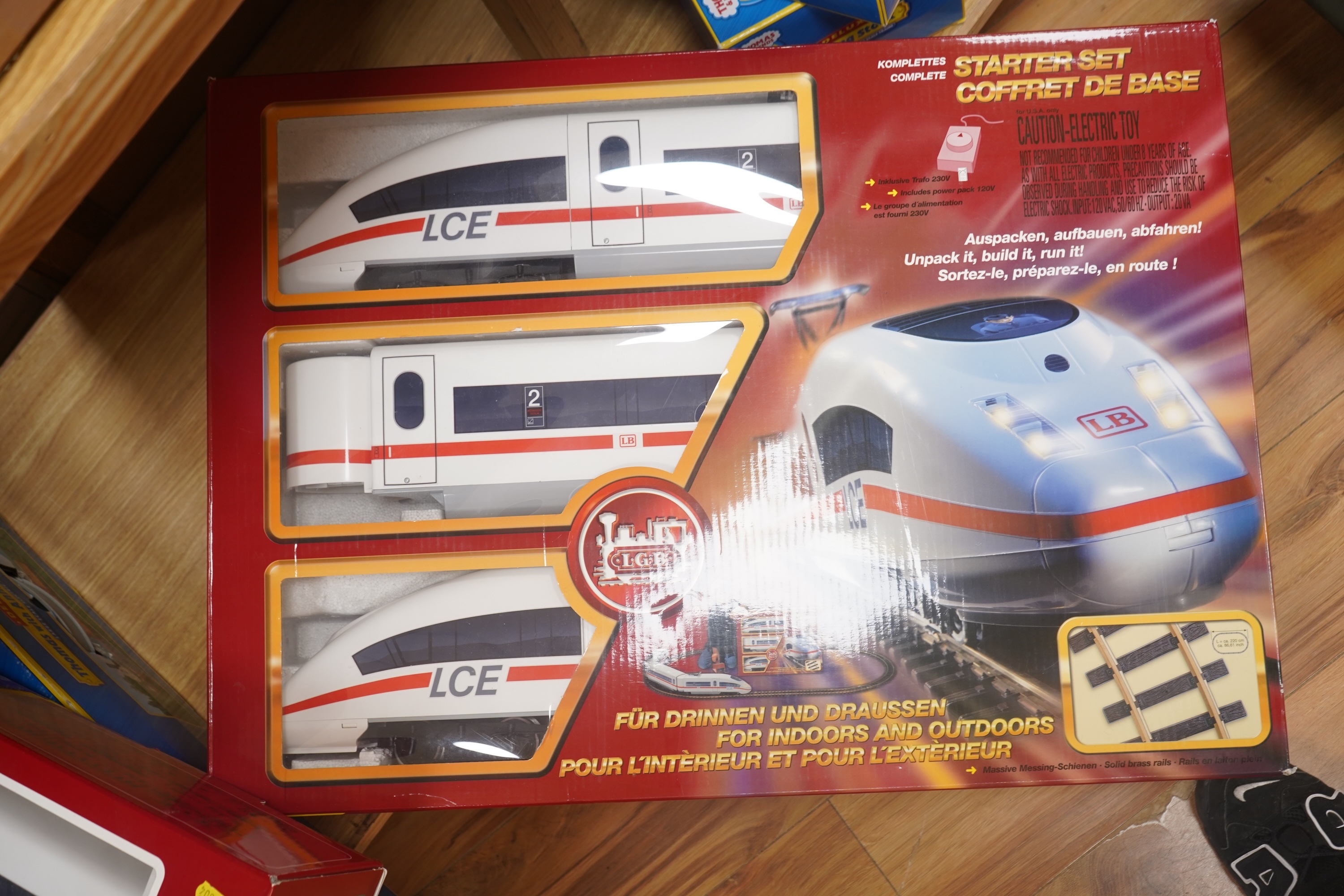 Three boxed Bachmann G gauge (45mm gauge) Thomas the Tank Engine items; Percy the Small Engine (91402), a Cargo Car (98006) and a Troublesome Truck (98001). Condition - good.